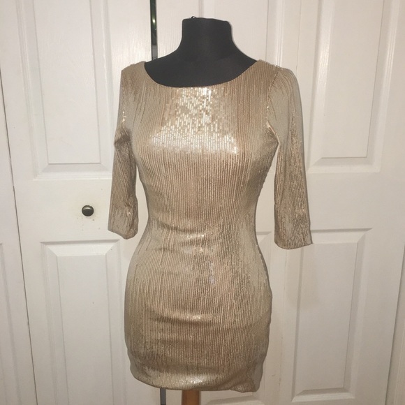As U Wish gold sequin dress. - Picture 1 of 7